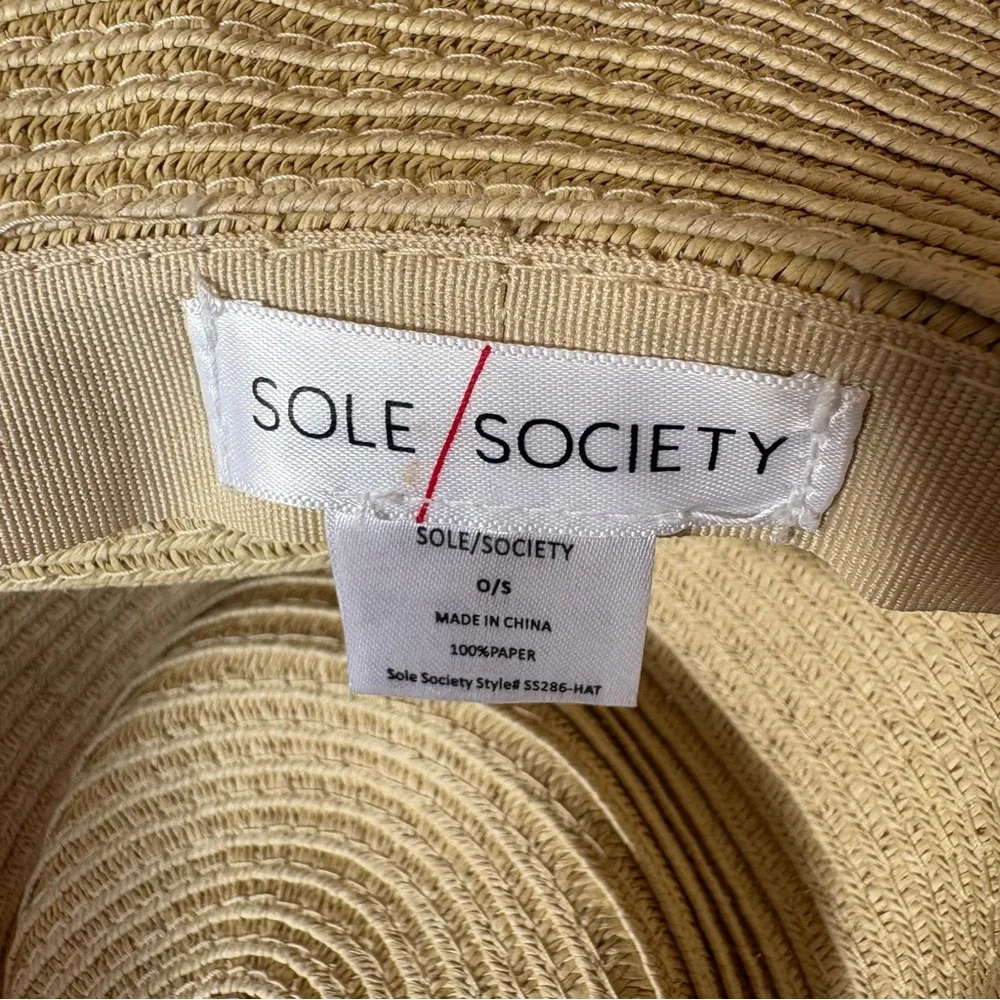 Sole Society Wide Brim Braid Paper Straw Panama Floppy Summer Hat Coastal Resort
